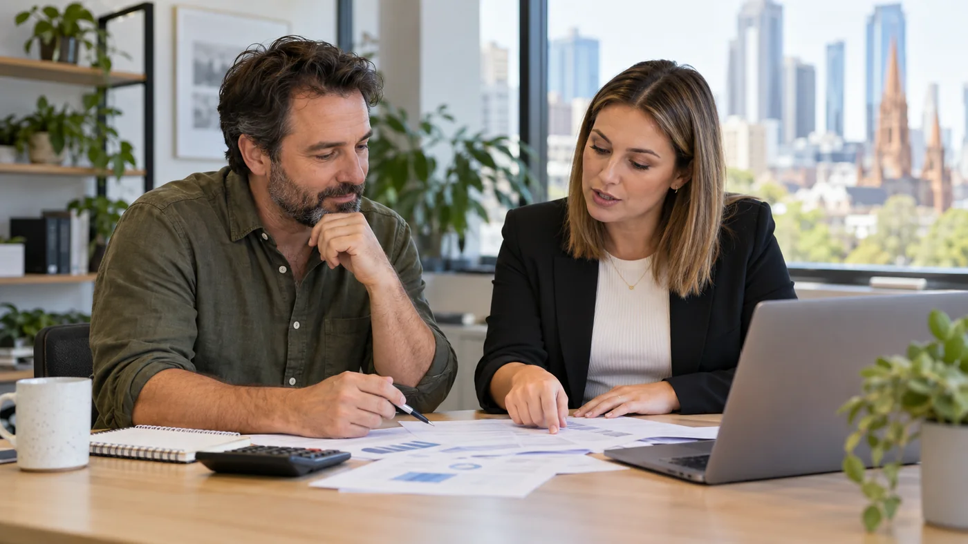 Reviewing reportable employer super contributions in payroll Melbourne business owner and accountant reviewing payroll and reportable super contribution classifications.