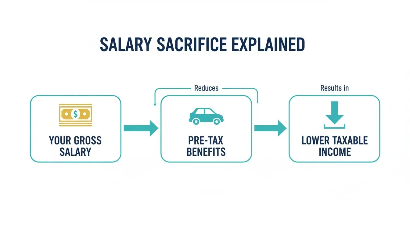 How salary sacrifice works: part of your gross salary funds pre-tax benefits, which in turn reduces your taxable income.